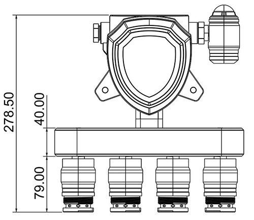 四合一氣體檢測(cè)儀尺寸圖
