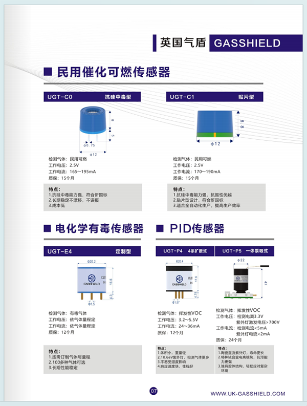 可燃氣體傳感器產品大全